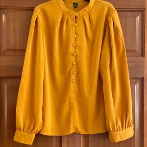 EUC! Women’s size M, SHEIN Yellow Long Sleeve Mandarin Collar Blouse!